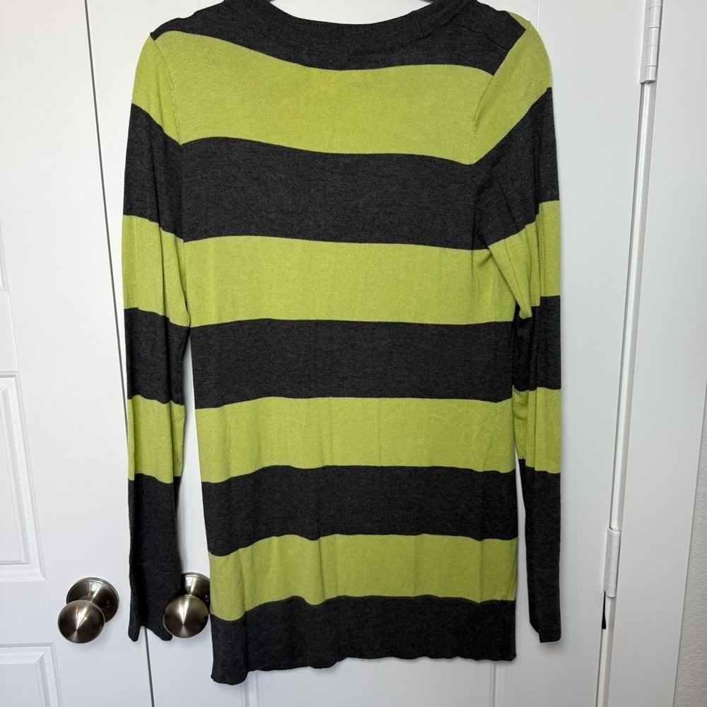 Sweet Romeo Green and Gray Striped Cardigan - Picture 5 of 7